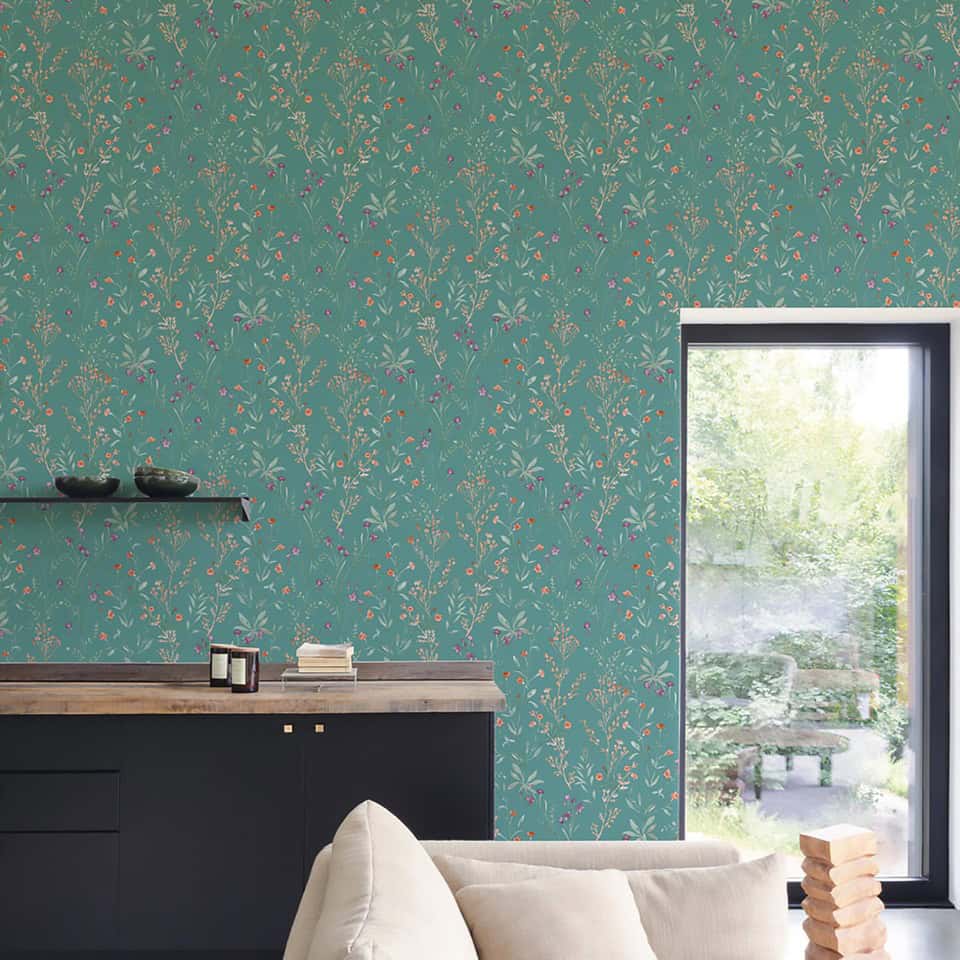 Floral patterns in green / mint colours