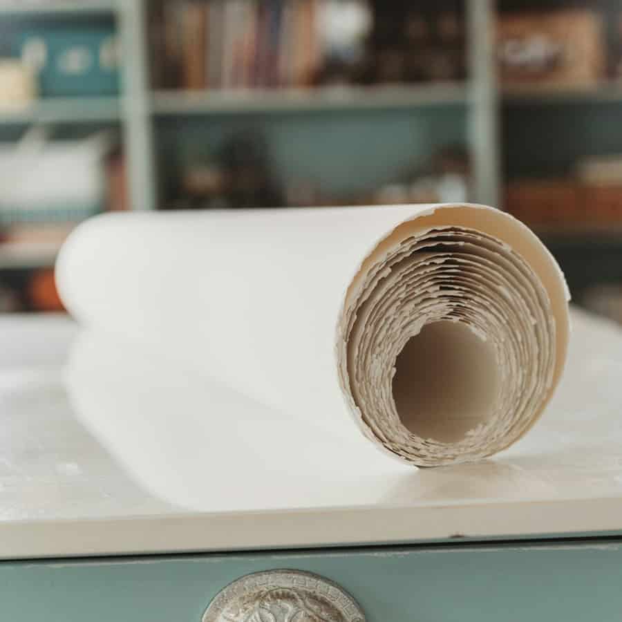 A wallpaper roll on a table