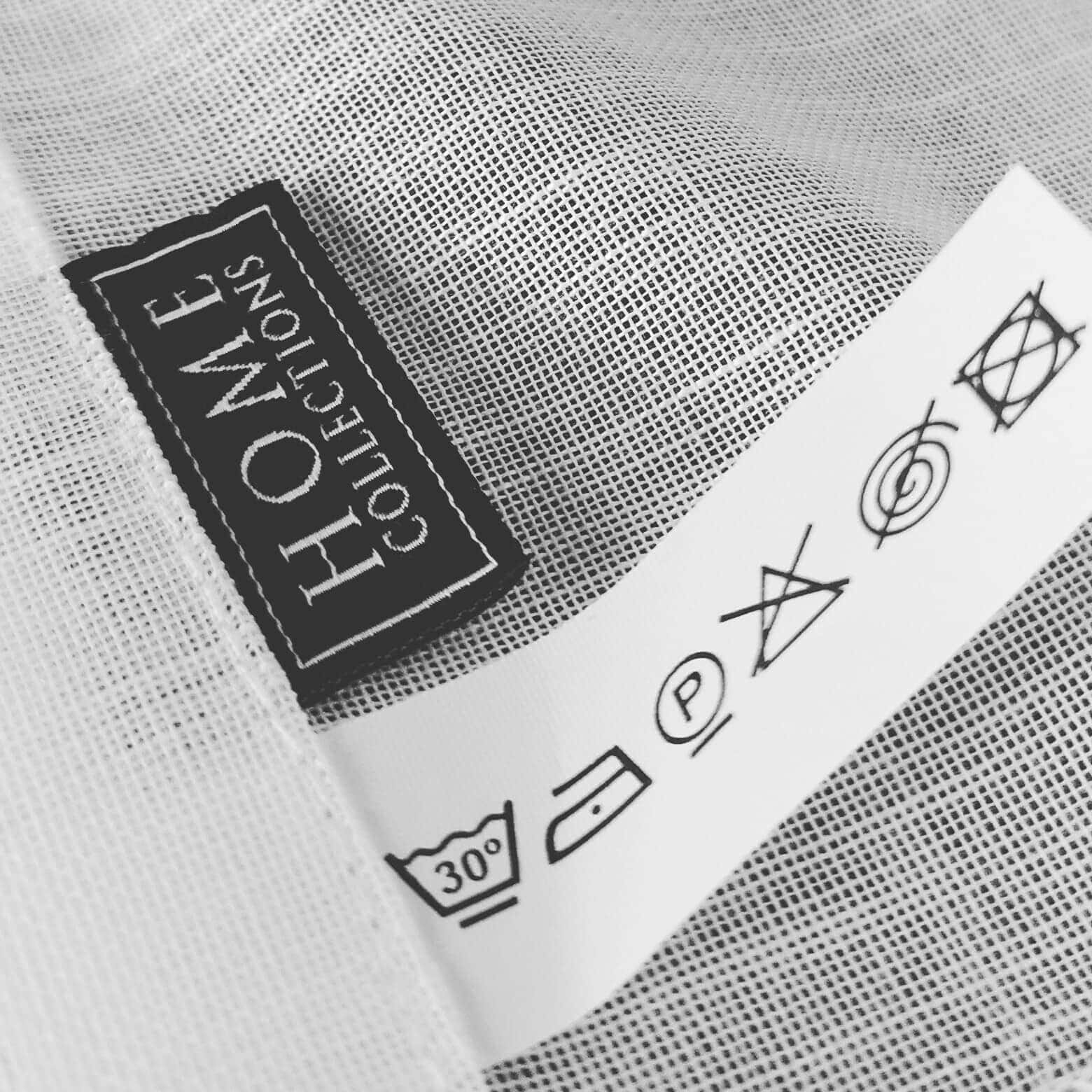 Close-up of fabric washing instructions