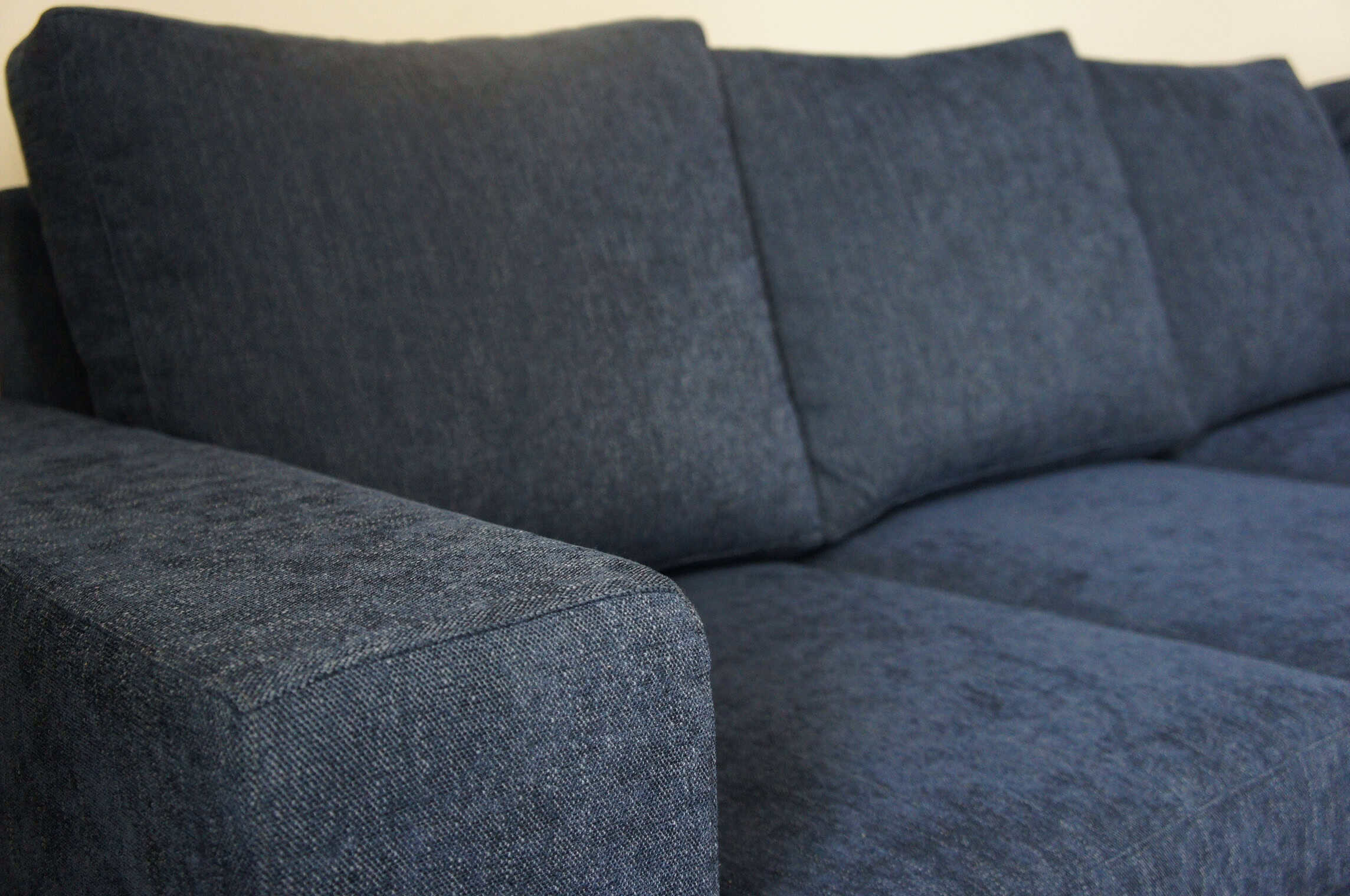 Photo of sofa upholstery in blue