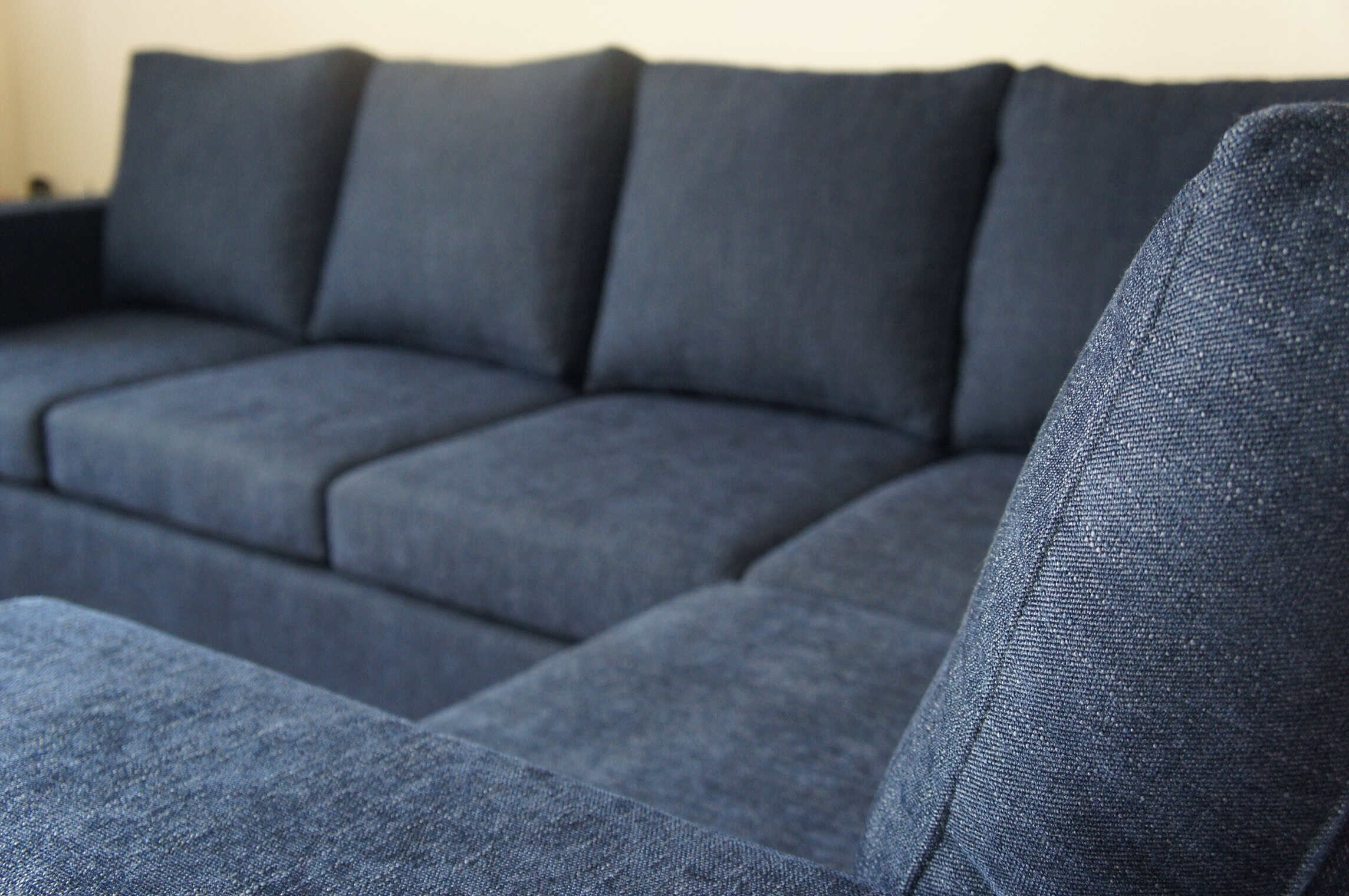 Photo of sofa upholstery in blue