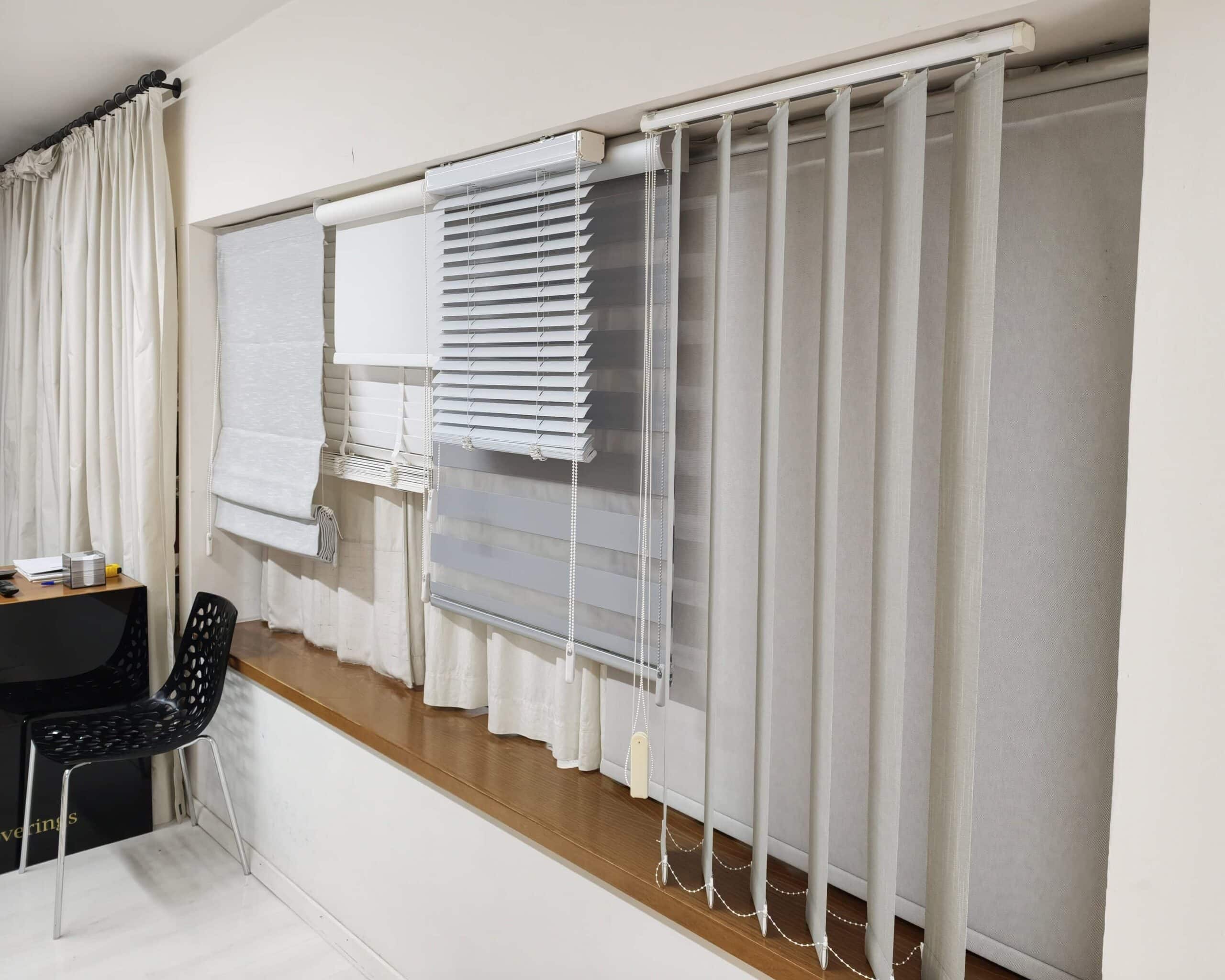 Close up of different types of blinds