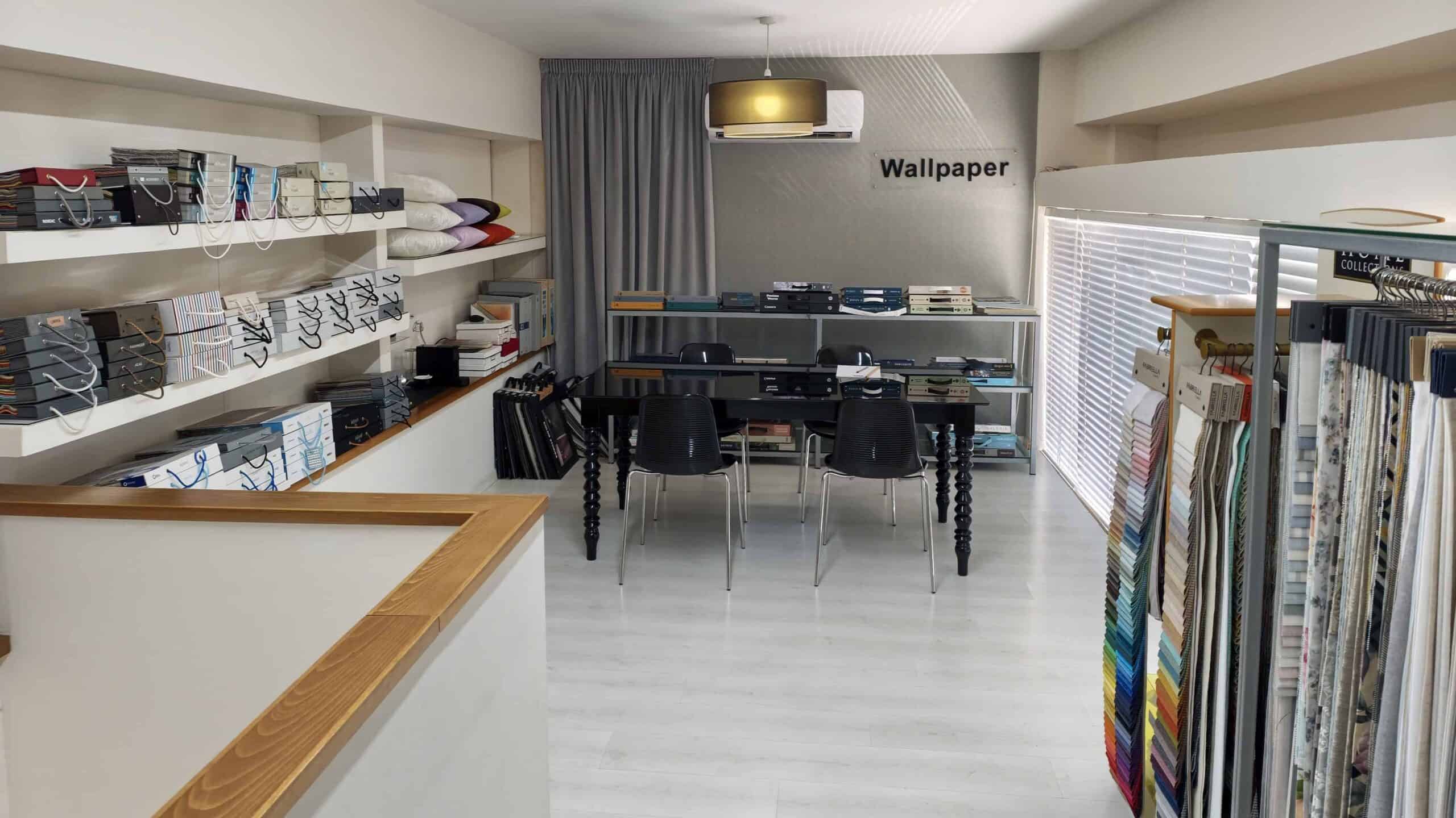 Showroom with lots of wallpaper samples